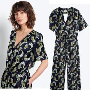 Hush Carly Cropped Jumpsuit/Romper, size 4. Drawstring waist, pockets, navy